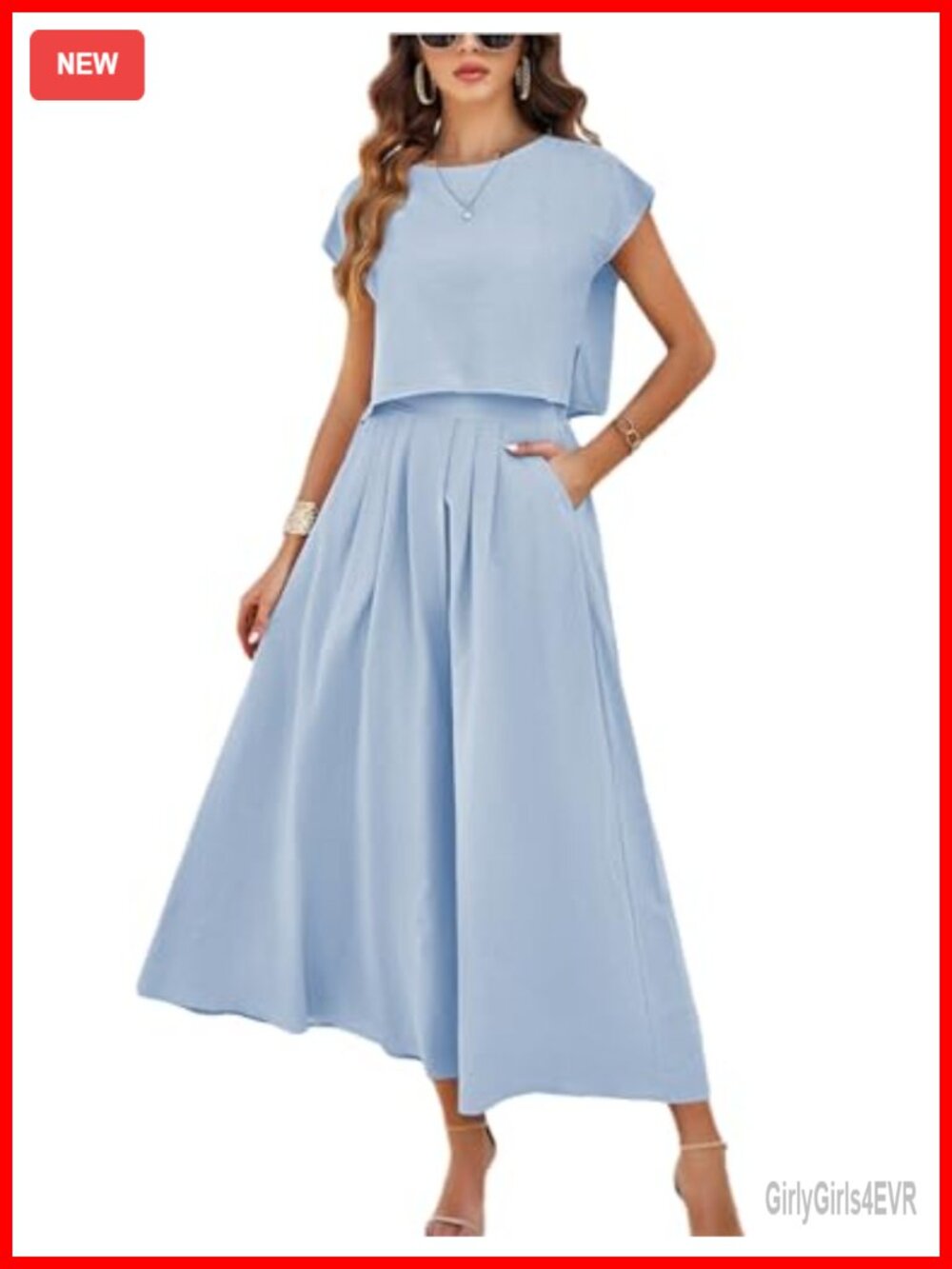 Women's 2 Piece Maxi Skirt Set Cap Sleeve Crop Top High Waist Pockets